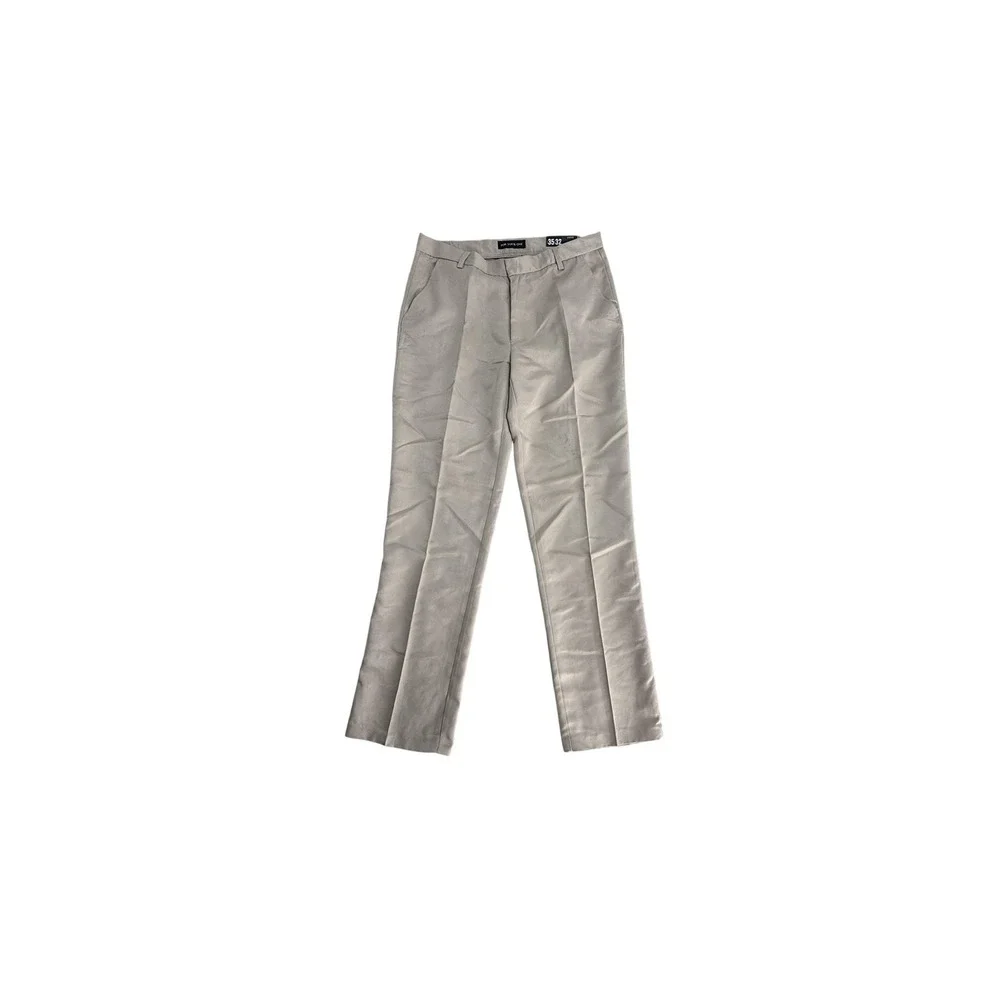 FOR YOUR ONE Pants Mens 35x32 Beige Loose Dress Straight Leg Pleated‎ Casual